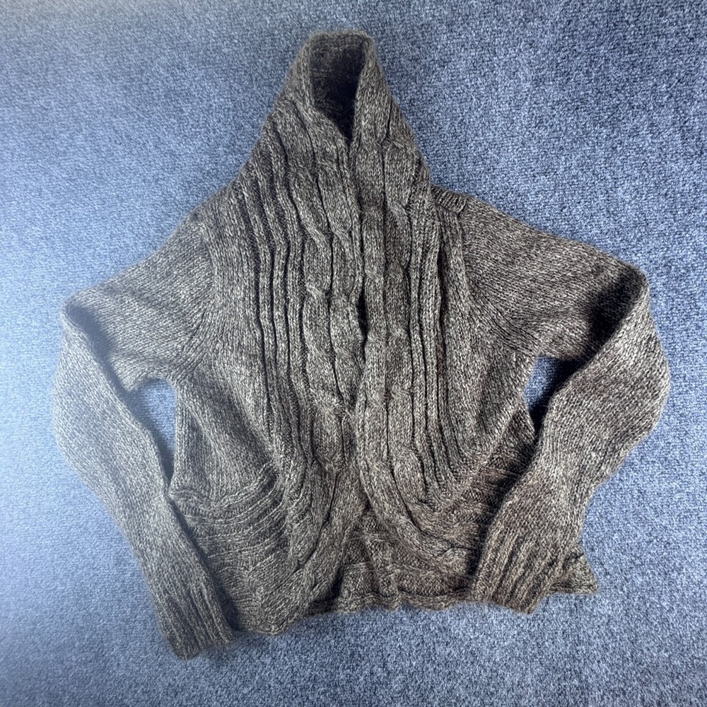 Mudd Cardigan Sweater Womens Medium Brown Ribbed Cable Knit Acrylic‎ Open Front